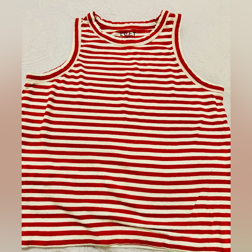 LOFT Harbor Tank Top in Red and White Stripe
